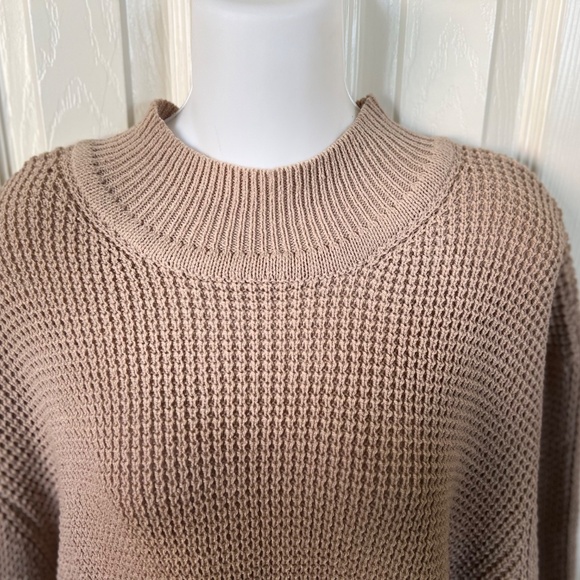 PJ Paul Mock Neck Sweater Wallfle Cable Knit - Picture 4 of 7